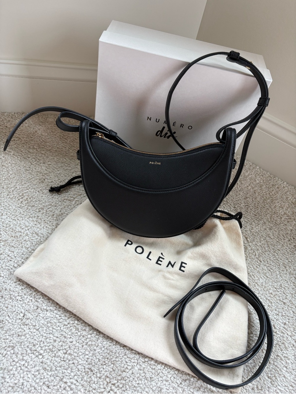 Polène Numéro Dix in Black pebble leather